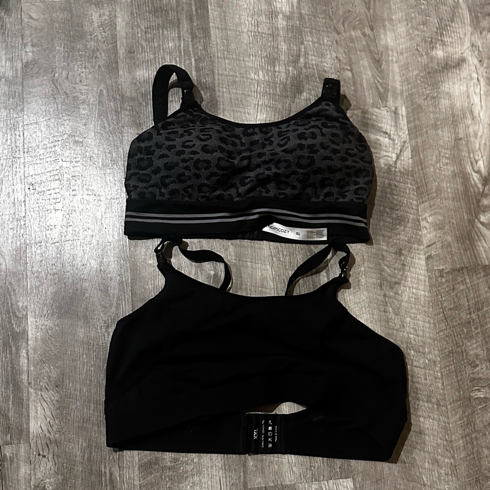 Black and Leopard Print Nursing/Pumping Bras